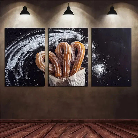 3pcs Vibrant Gold and Black White Metal Print Ready to Hang Art