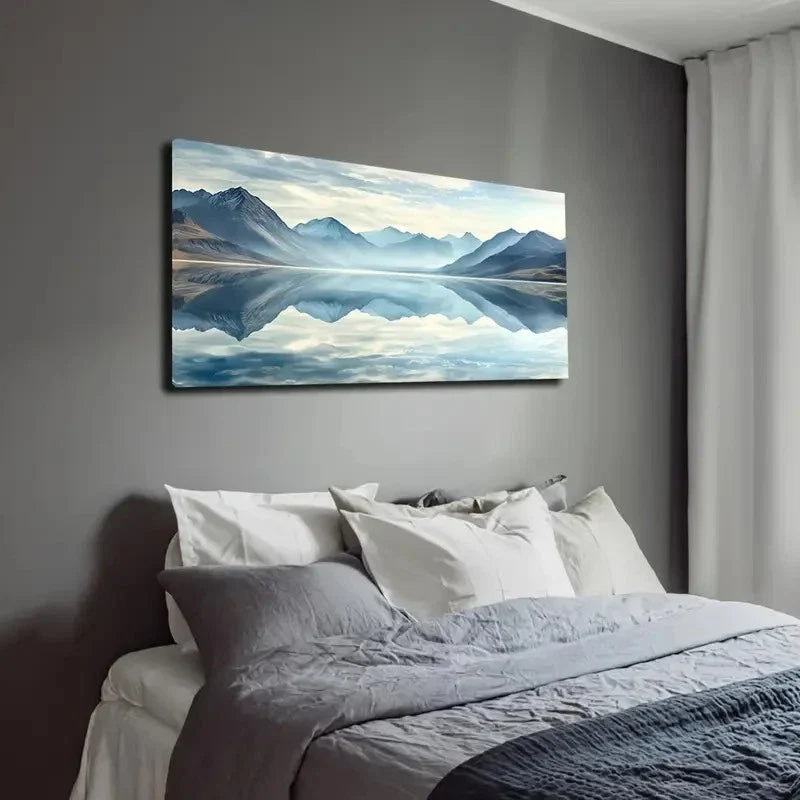 Serene Landscape & Lake Wall Art canvas office home room framed 120x60cm