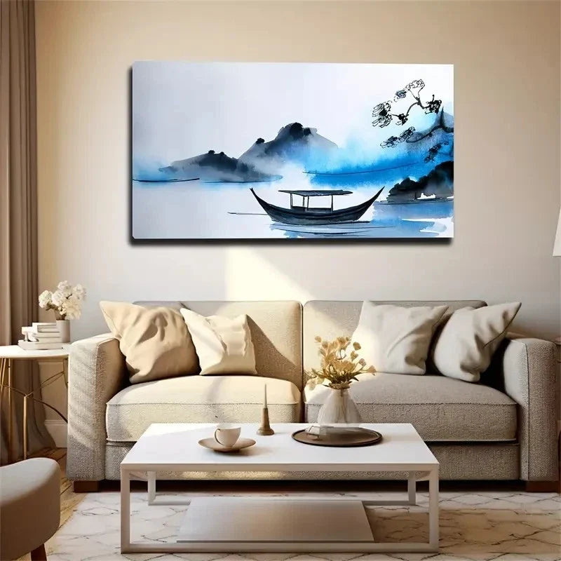 Dream Boat Obscure Wall Art Canvas Office Home Room Framed 80x45cm