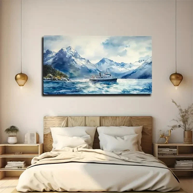 Leisurely Landscape Navigation Wall Art Canvas Office Home Room Framed 80x45cm