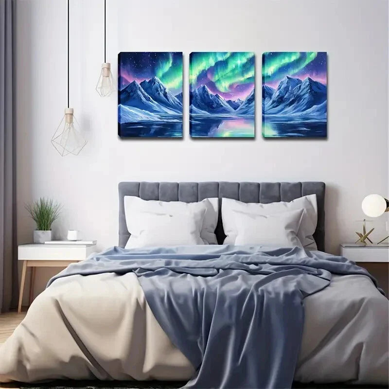 3pcs Mountain Covered with Snow Specific Style Wall Art Set Canvas Framed 40x60cm - High Quality Print 100% Australian Made Wall Canvas Ready to Hang
