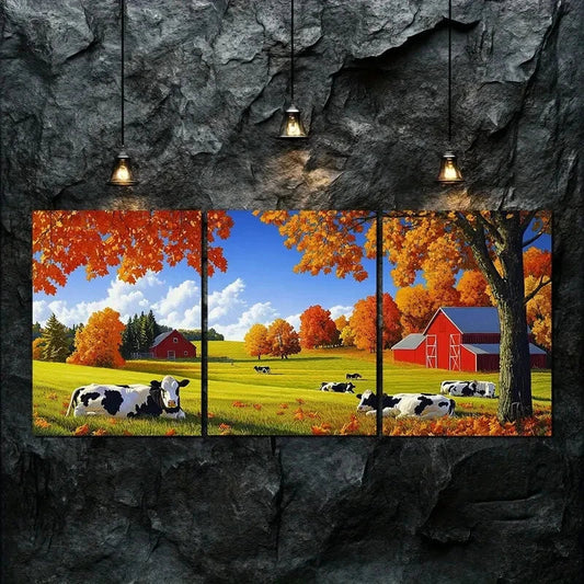 3pcs Autumn Scenery Beautiful Farm Perfect Wall Art Set Canvas Framed 40x60cm - High Quality Print 100% Australian Made Wall Canvas Ready to Hang
