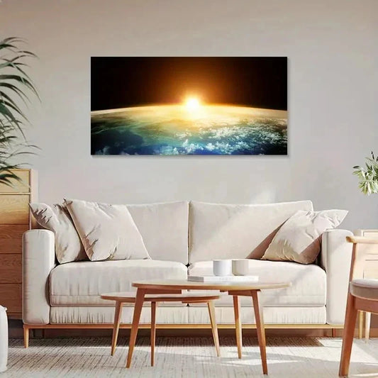 Earth Sunrise Space & Universe Wall Art Canvas Office Home Room Framed 120x60cm