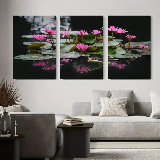 3pcs Abstract for Lotus Flower Nature Metal Print Ready to Hang Art