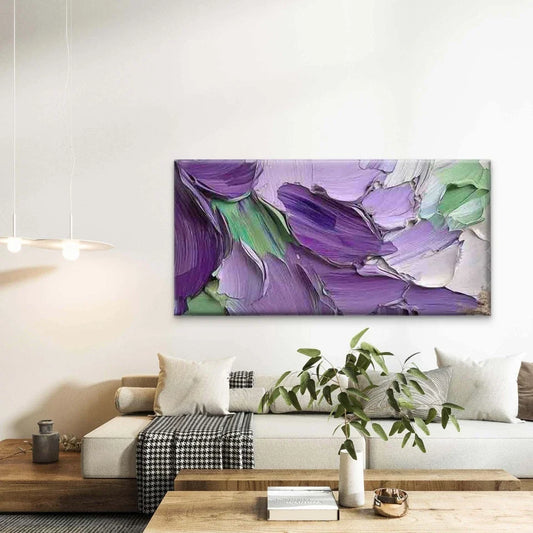 Abstract Floral Painting Wall Art Canvas Office Home Room Framed 80x45cm