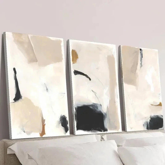 3pcs Beige Abstract Nordic Style Textured Wall Art Set Canvas Framed 40x60cm - High Quality Print 100% Australian Made Wall Canvas Ready to Hang
