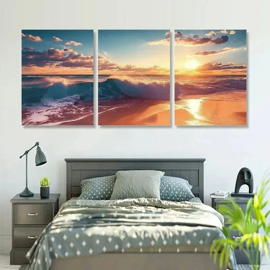 3pcs Golden Lily Wall Art Set Canvas Framed 40x60cm - High Quality Print 100% Australian Made Wall Canvas Ready to Hang