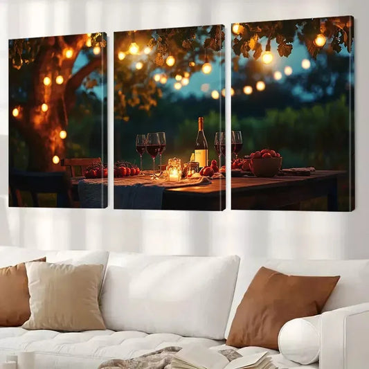 3pcs Aesthetic Modern Farmhouse Wooden Table Wall Art Set Canvas Framed 40x60cm - High Quality Print 100% Australian Made Wall Canvas Ready to Hang
