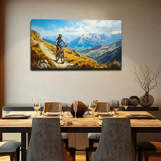 Ride A Bike Across The Hill Wall Art Canvas Office Home Room Framed 120x60cm