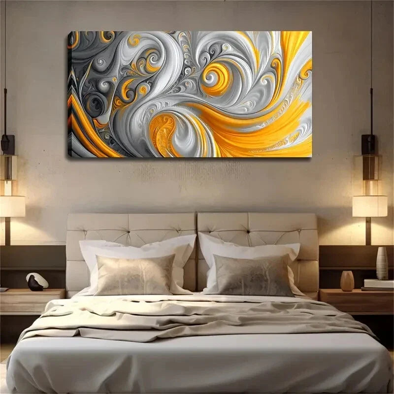 Modern Spiral & Curling Pattern Wall Art Canvas Office Home Room Framed 120x60cm