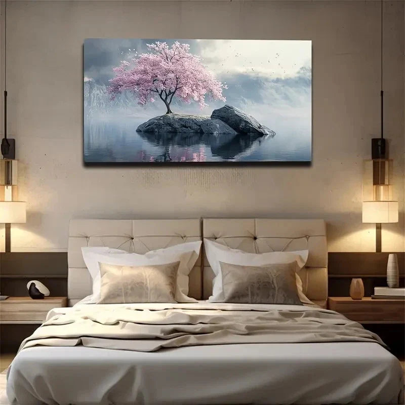 Modern Minimalist Pink Tree Wall Art canvas office home room framed 120x60cm