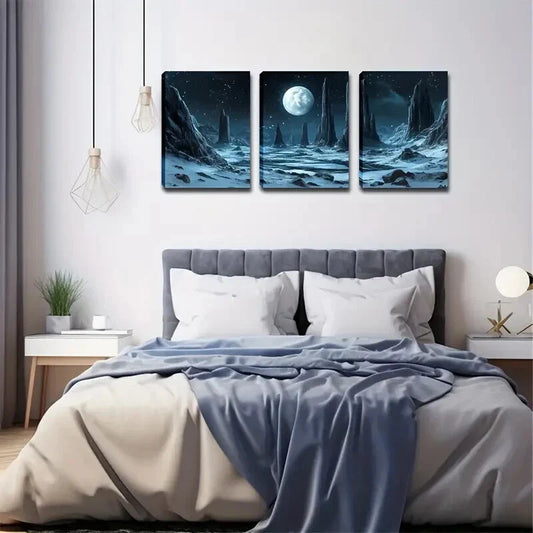 3pcs Realistic Rocky Landscape Wall Art Set Canvas Framed 40x60cm - High Quality Print 100% Australian Made Wall Canvas Ready to Hang