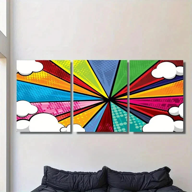 3pcs olorful Pop Art Vibrant Abstract Metal Print Ready to Hang Art