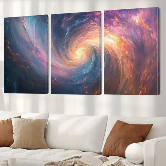 3pcs Modern Aesthetic Spiral Cosmic Energy Wall Art Set Canvas Framed 40x60cm - High Quality Print 100% Australian Made Wall Canvas Ready to Hang
