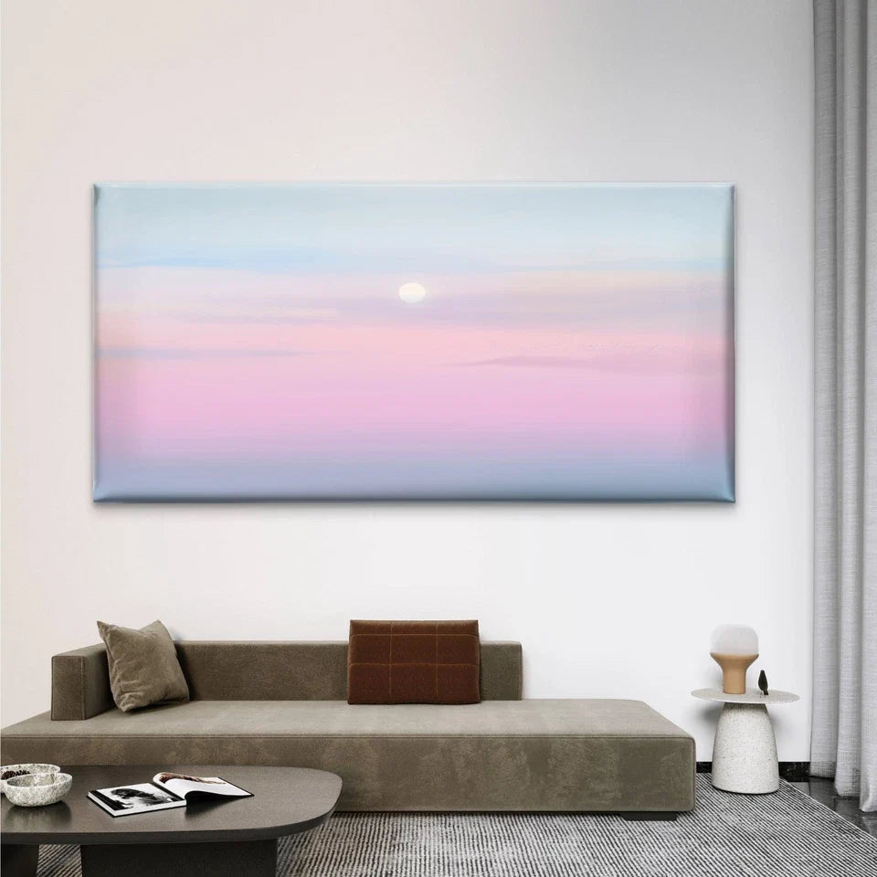 Sunset Background Pastel Sky Wall Art Canvas Office Home Room Framed 80x45cm