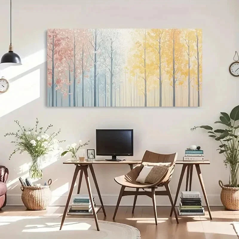 Colorful Landscape Abstract Wall Art Canvas Office Home Room Framed 80x45cm