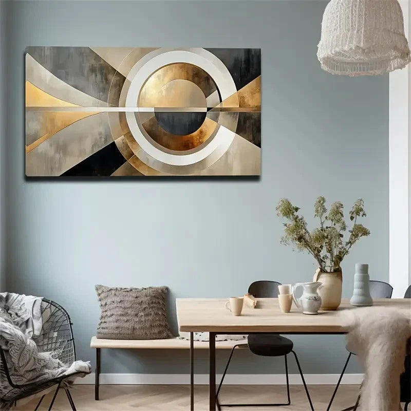 Geometric Shapes Metal Modern Wall Art Canvas Office Home Room Framed 80x45cm
