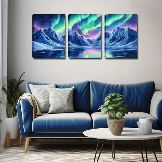 3pcs Mountain Covered with Snow Specific Style Wall Art Set Canvas Framed 40x60cm - High Quality Print 100% Australian Made Wall Canvas Ready to Hang