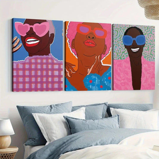 3pcs Charming People Elegant Ladies Sun Glass Wall Art Set Canvas Framed 40x60cm - High Quality Print 100% Australian Made Wall Canvas Ready to Hang