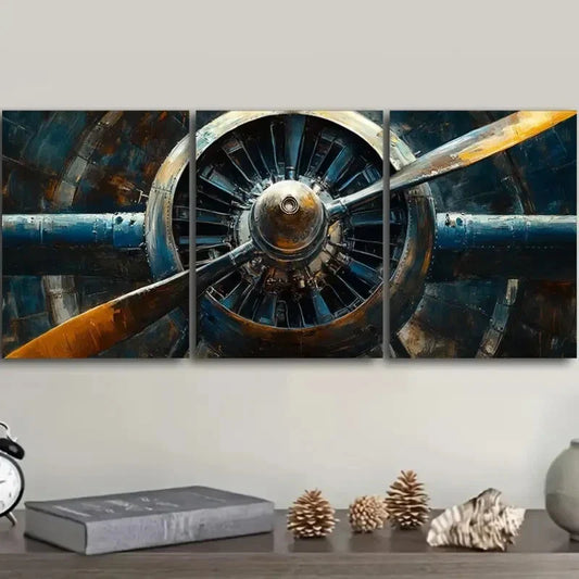 3pcs Featuring Close Up Aircraft Propellers Metal Print Ready to Hang Art