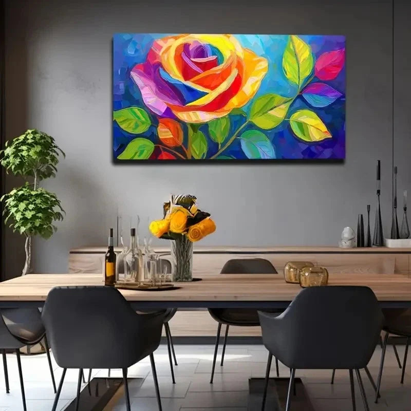 Vibrant Rose Garden Wall Art Canvas Office Home Room Framed 80x45cm