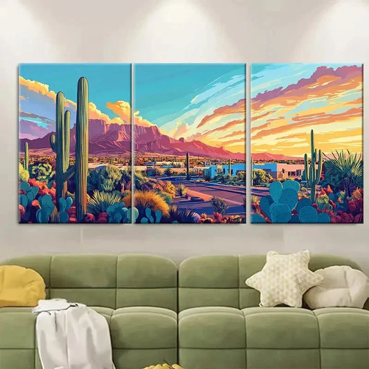 3pcs Tucson Arizona Vibrant Unique Metal Print Ready to Hang Art