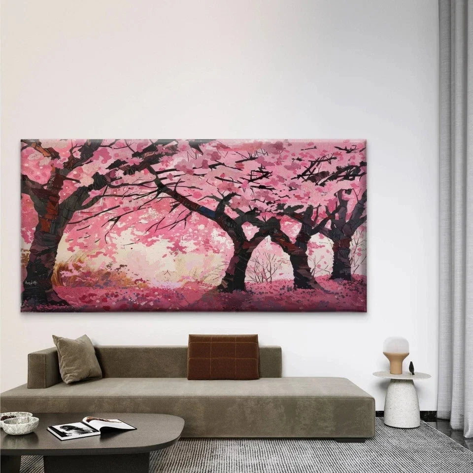Spring Cherry Blossom Trees Wall Art Canvas Office Home Room Framed 80x45cm