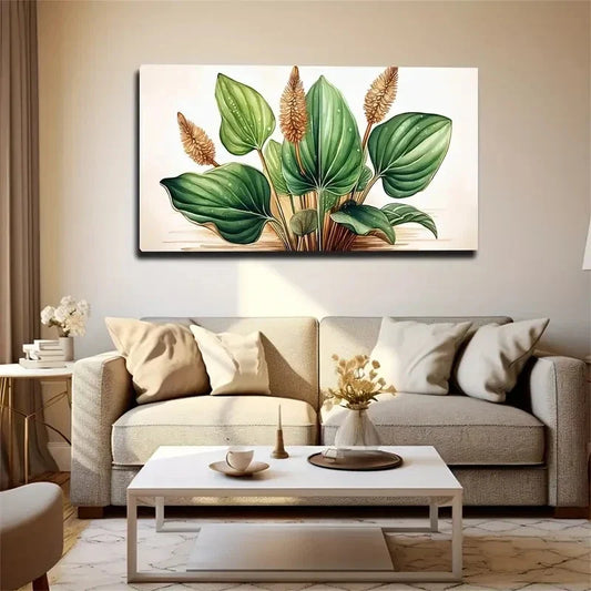 Botanical Vibrant Green Wall Art Canvas Office Home Room Framed 120x60cm