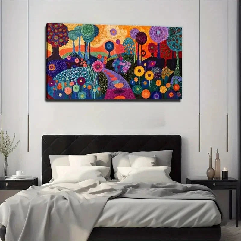 Abstract Park Painting - Modern Wall Art Canvas Office Home Room Framed 80x45cm