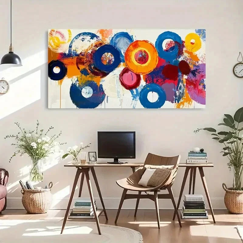 Vibrant Colors Bold Strokes Wall Art Canvas Office Home Room Framed 80x45cm