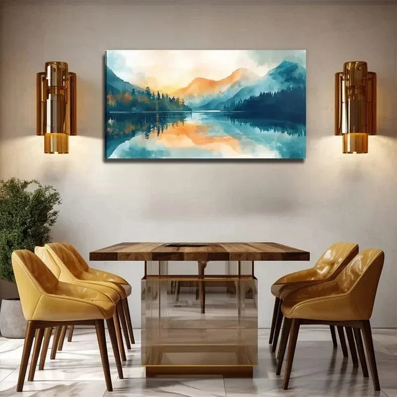 Beautiful Lake Suitable Wall Art Canvas Office Home Room Framed 80x45cm