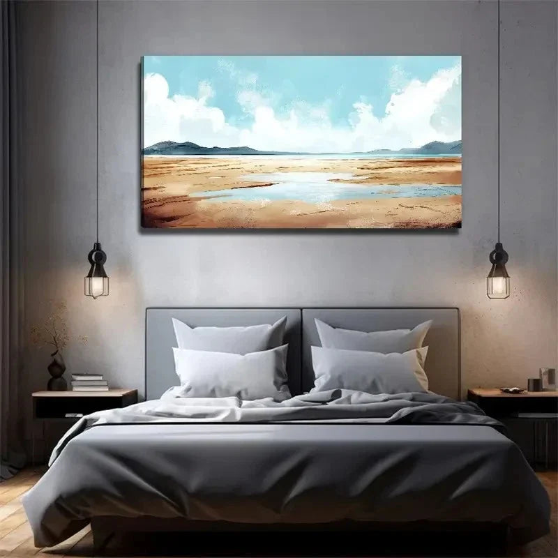 Open Beach Suitable Wall Art Canvas Office Home Room Framed 120x60cm