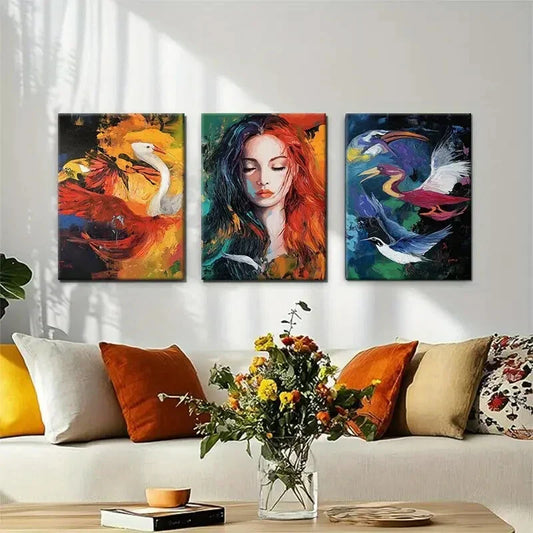 3pcs Emotional Expression Women Décor Perfect Wall Art Set Canvas Framed 40x60cm - High Quality Print 100% Australian Made Wall Canvas Ready to Hang