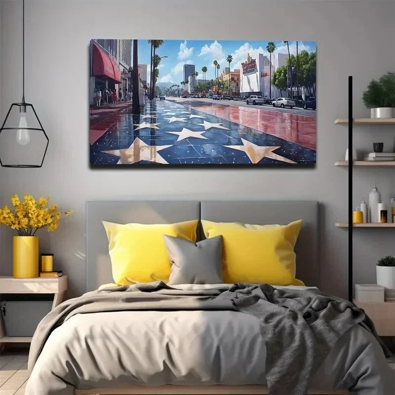 Stars In New York Wall Art Canvas Office Home Room Framed 80x45cm
