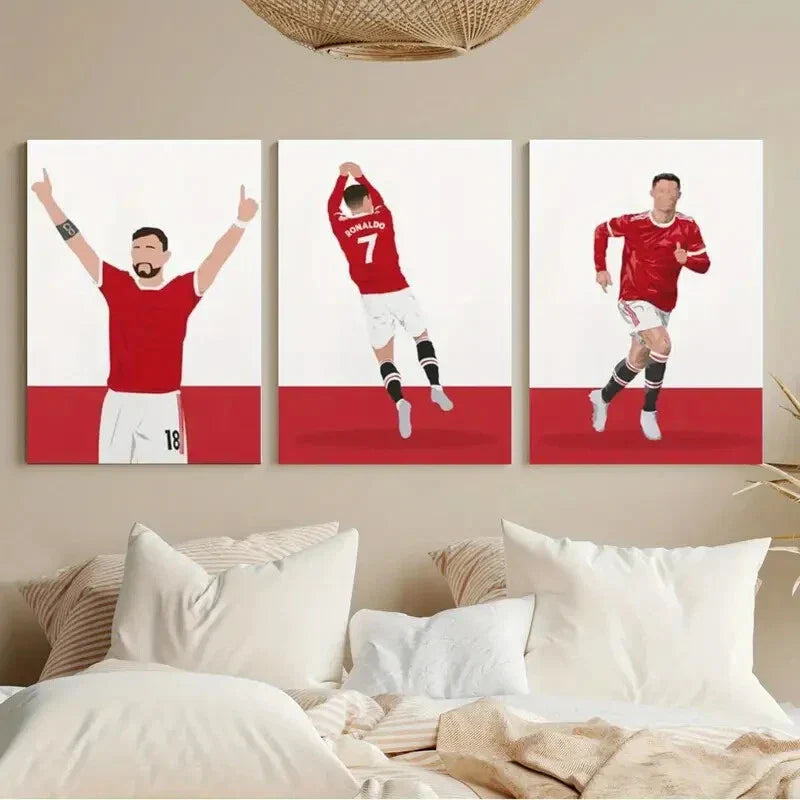 3pcs Argentinian Legend Soccer Painting Metal Print Ready to Hang Art