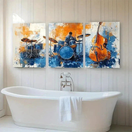3pcs Abstract Jazz Music Artistic Décor Perfect Wall Art Set Canvas Framed 40x60cm - High Quality Print 100% Australian Made Wall Canvas Ready to Hang