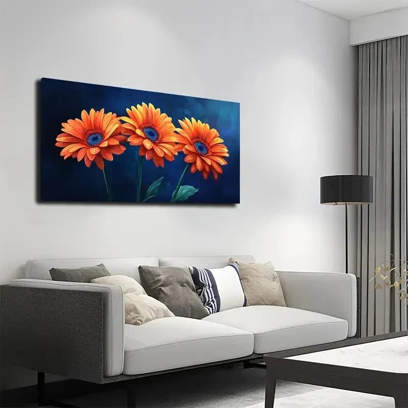 Watercolor African Daisy Wall Art canvas office home room framed 120x60cm