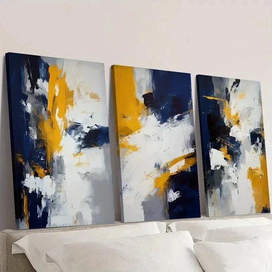 3pcs Classic Geometric Oil Painting Style Wall Art Set Canvas Framed 40x60cm - High Quality Print 100% Australian Made Wall Canvas Ready to Hang
