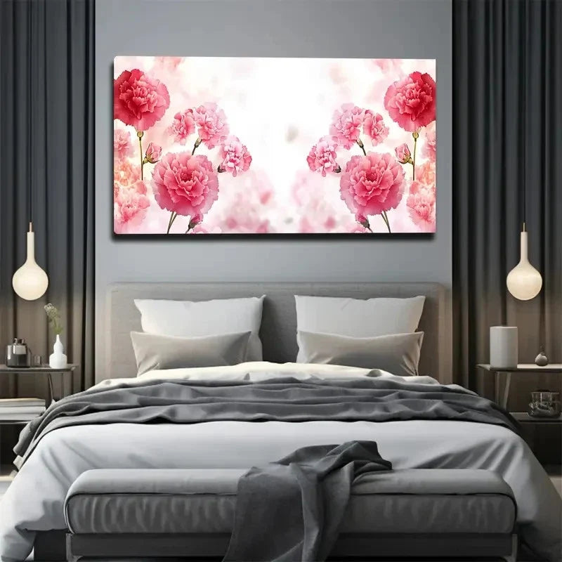 Pink Carnation Modern Wall Art Canvas Office Home Room Framed 120x60cm