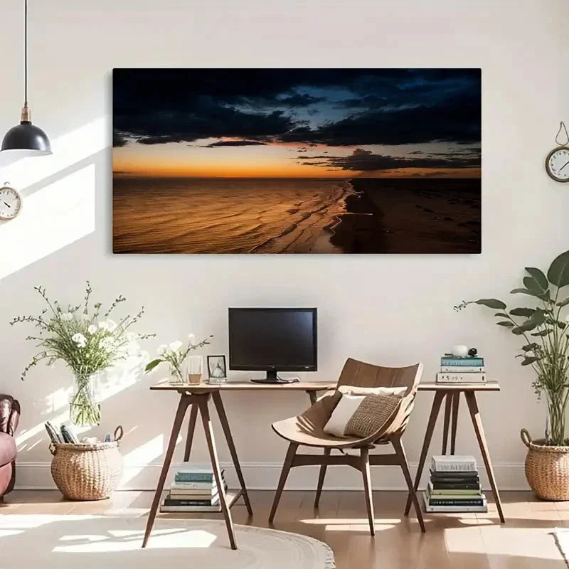 Ocean View Modern Seaside Wall Art Canvas Office Home Room Framed 120x60cm