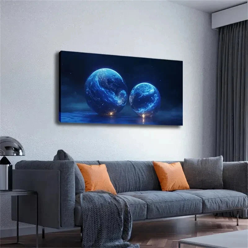 Two Planets Of One Large One Wall Art Canvas Office Home Room Framed 80x45cm