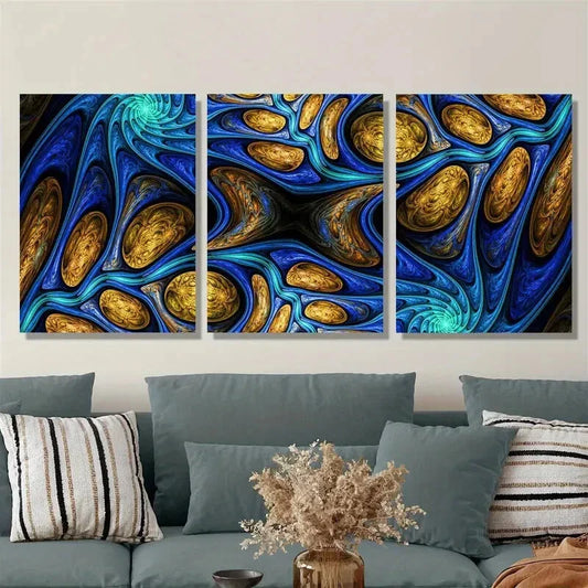 3pcs Colorful Abstract Fractal Agnes Metal Print Ready to Hang Art