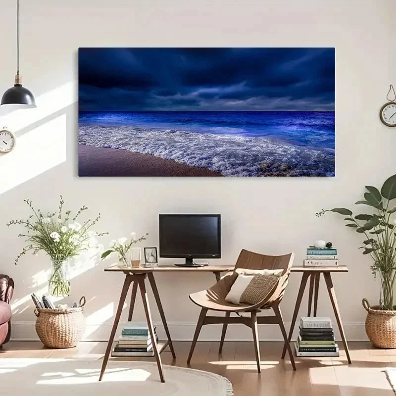 Seaside Rustic Landscape Wall Art Canvas Office Home Room Framed 80x45cm