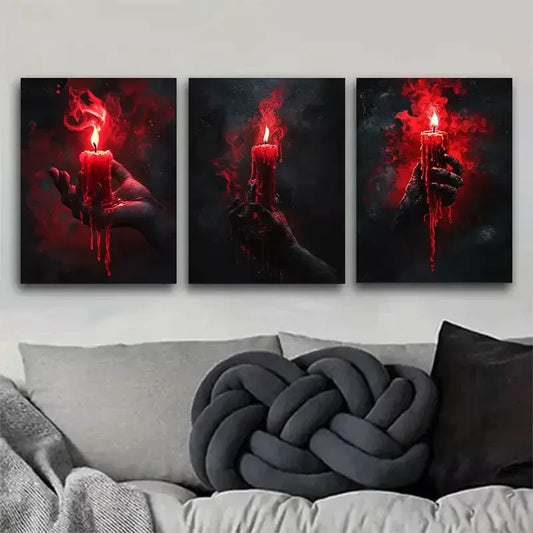 3pcss beautiful Candle and Hand modern Wall Art Set Canvas Framed 40x60cm - High Quality Print 100% Australian Made Wall Canvas Ready to Hang