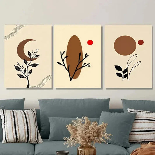 3pcs Modern Abstract Nature Inspired Design Metal Print Ready to Hang Art