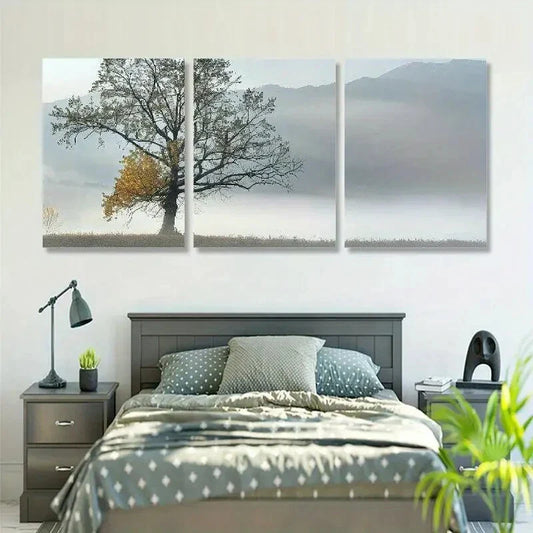 3pcs Vibrant Tree & Mountain Landscape Wall Art Set Canvas Framed 40x60cm - High Quality Print 100% Australian Made Wall Canvas Ready to Hang