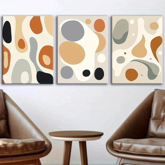 3pcs Modern Abstract Odorless and Waterproof Metal Print Ready to Hang Art