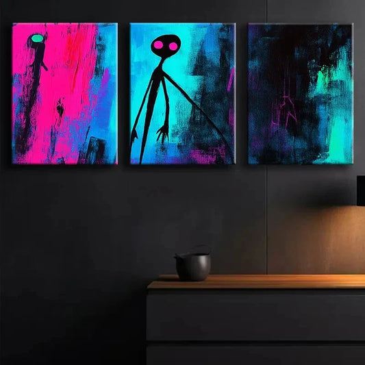 3pcs Modern Abstract Dark Colorful Perfect Wall Art Set Canvas Framed 40x60cm - High Quality Print 100% Australian Made Wall Canvas Ready to Hang