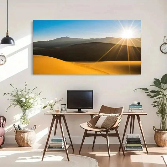 Great Sand Dunes Sunrise Hiking Wall Art Canvas Office Home Room Framed 120x60cm