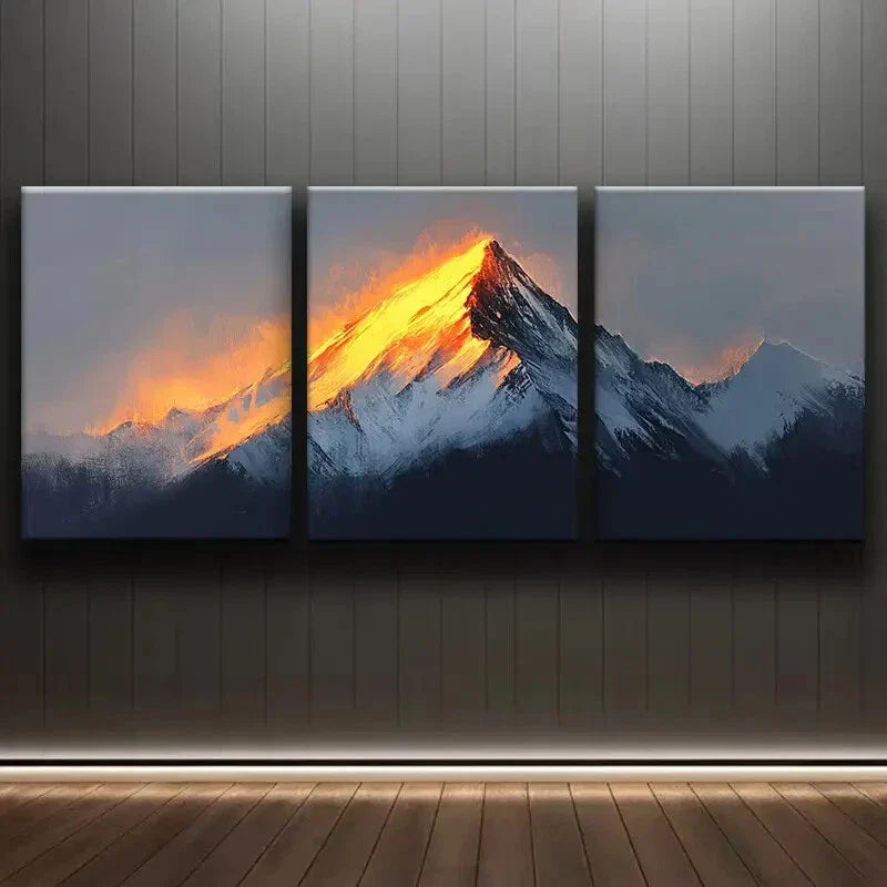 3pcs Mountain Top Sun Shine Nature Perfect Wall Art Set Canvas Framed 40x60cm - High Quality Print 100% Australian Made Wall Canvas Ready to Hang